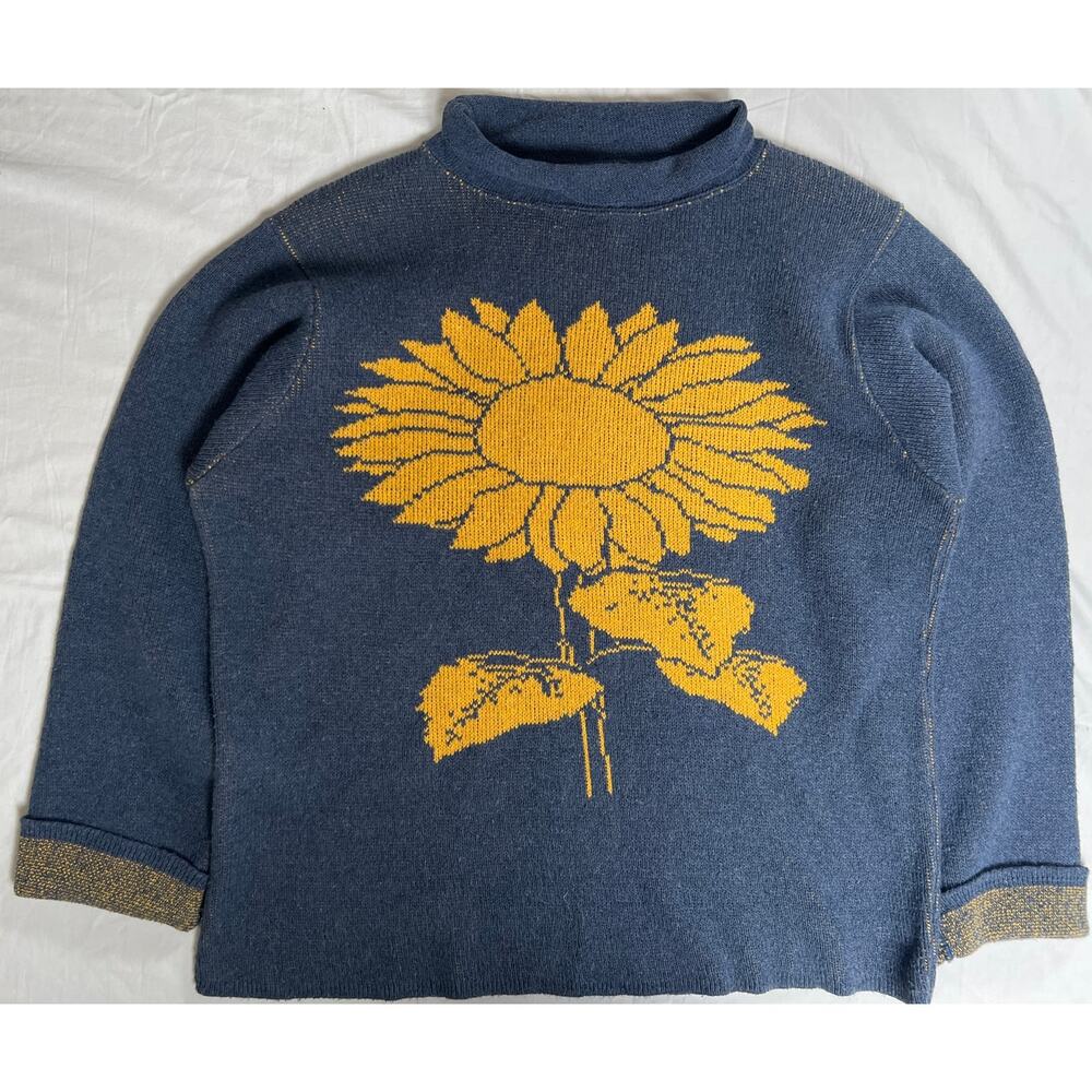 Binghamton Knitting Co. Size Large Made In USA Sunflower Pullover Crewneck